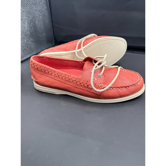 Sperry Quinn Boat Shoes Womens Size 9M Coral Leather STS97157 Lace Up Casual - Picture 1 of 7